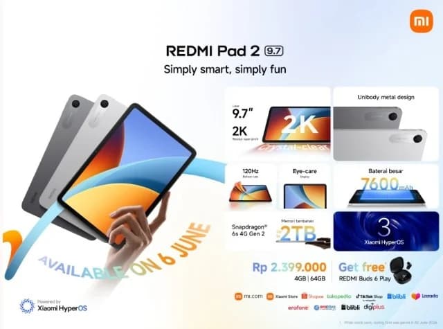 Xiaomi Indonesia Resmi Luncurkan REDMI Pad 2 9.7 dan REDMI Headphone Neo: Tablet dan Headphone Murah Meriah!